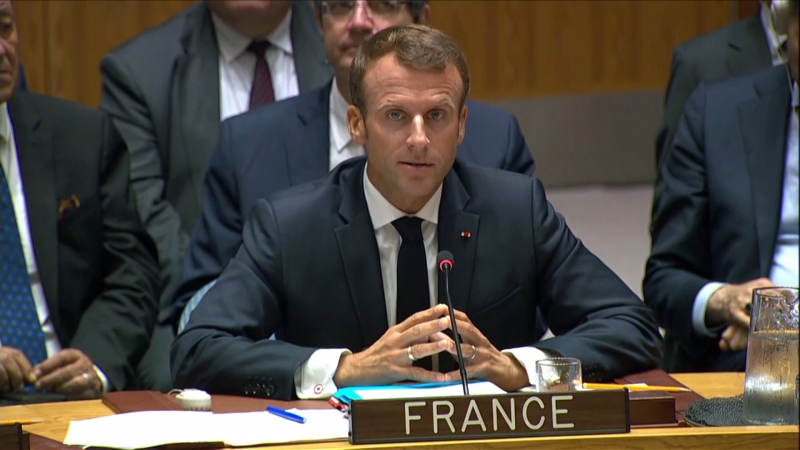 <div> Intervention of Emmanuel Macron at the UN Security Council on Nuclear Non-Proliferation </ div>
