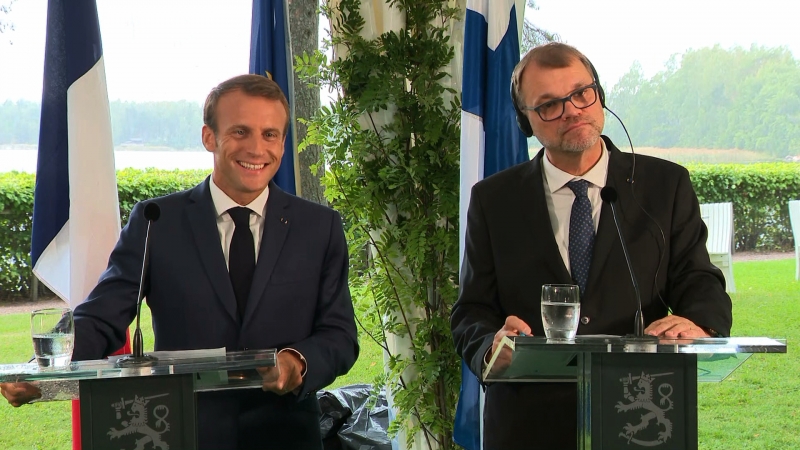 <div> Joint Press Conference by Emmanuel Macron and Juha Sipilä, Prime Minister of the Republic of Finland </div>
