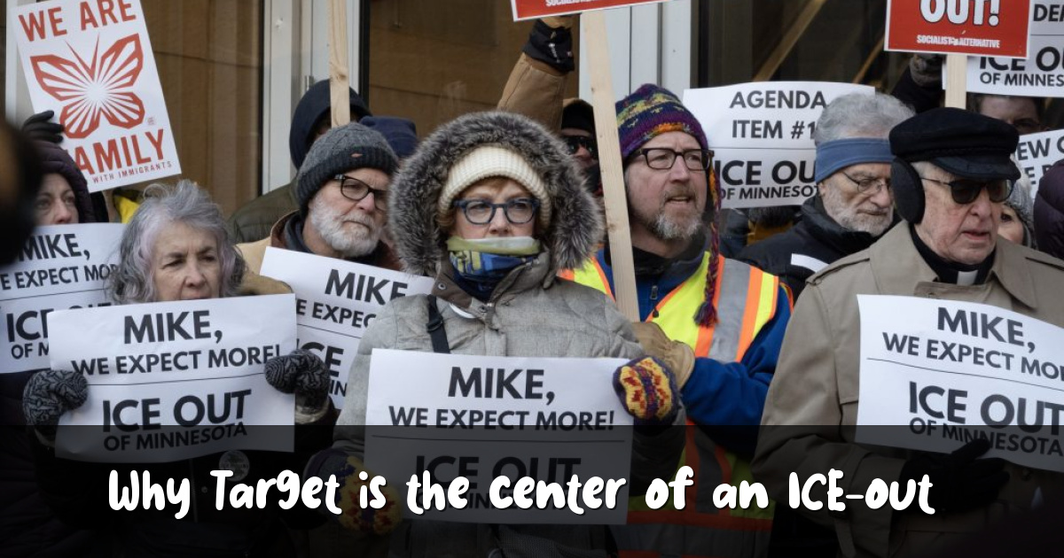 Demonstrators protest outside of the Target store