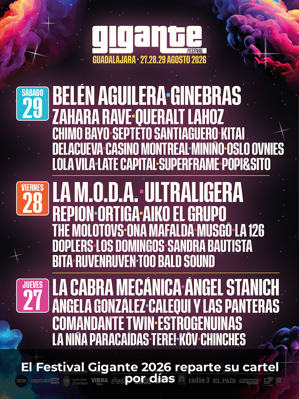 El Festival Gigante 2026 reparte su cartel por días